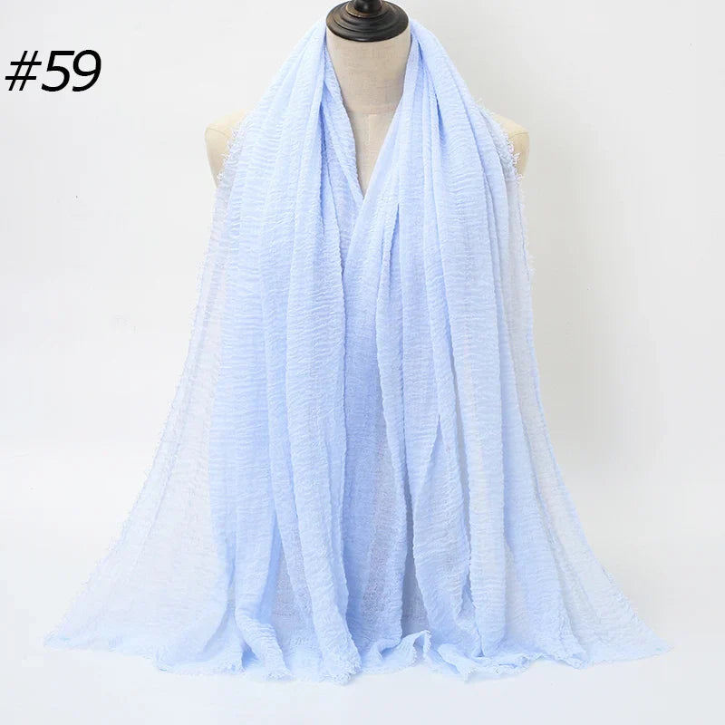 Hot Crinkle Cotton Hijab Scarf Women Scarves Bandana Turban Headscarf Muslim Shawl Africa Wrap Headband Islamic Shawls Headband