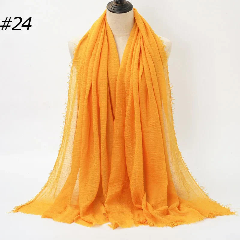 Hot Crinkle Cotton Hijab Scarf Women Scarves Bandana Turban Headscarf Muslim Shawl Africa Wrap Headband Islamic Shawls Headband