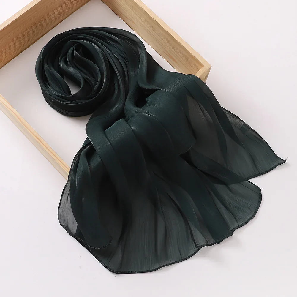 Shimmershawl Silk Hijab Scarf Breathable Cool Island Satin Medine Silk Veil Muslim Hijab Shiny Silk Shawl Women's Scarves Tippet